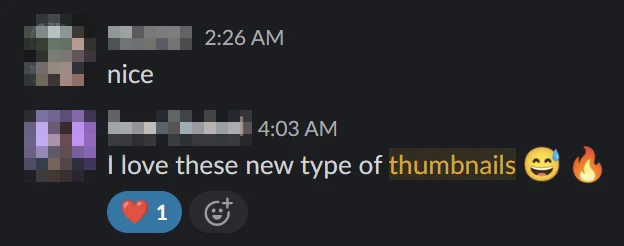 Client message about Faisal's thumbnails