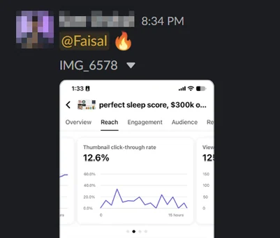 Client message about Faisal's thumbnails